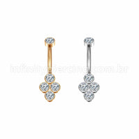 Piercing Banana Aço Cirúrgico 5 Zircônias Cravada
