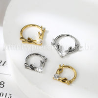 Piercing Argola Titânio Chifre De Alce Zircônia Cravejada