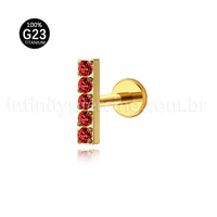 Piercing Labret Titânio Rosca Interna Barra Zircônia Grande