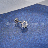 Piercing Labret Titânio Zircônia Cravejada Com Laço