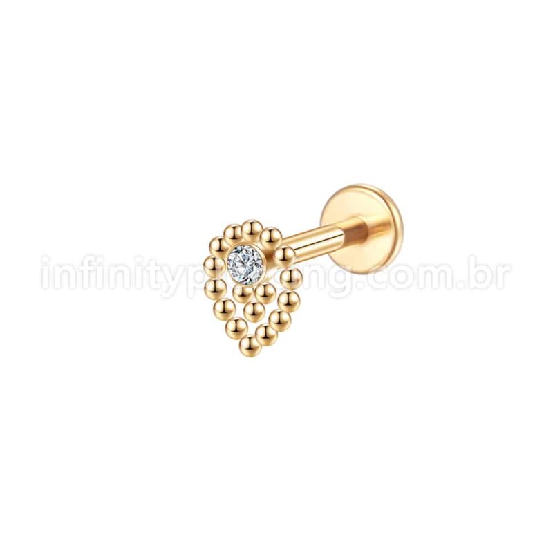 Piercing Labret Aço Cirúrgico Gota Zircônia