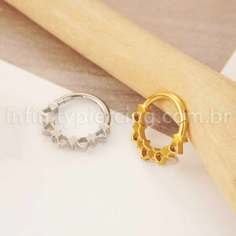 Piercing Argola Titânio Segmento Articulado Zircônia Cravejada