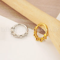 Piercing Argola Titânio Segmento Articulado Zircônia Cravejada