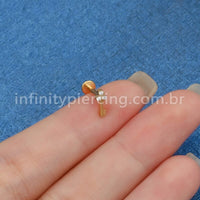 Piercing Labret Aço Cirúrgico Chave Zircônia Cravejada