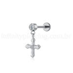 Piercing Minibarbell Aço Cirúrgico Com Pingente Cruz