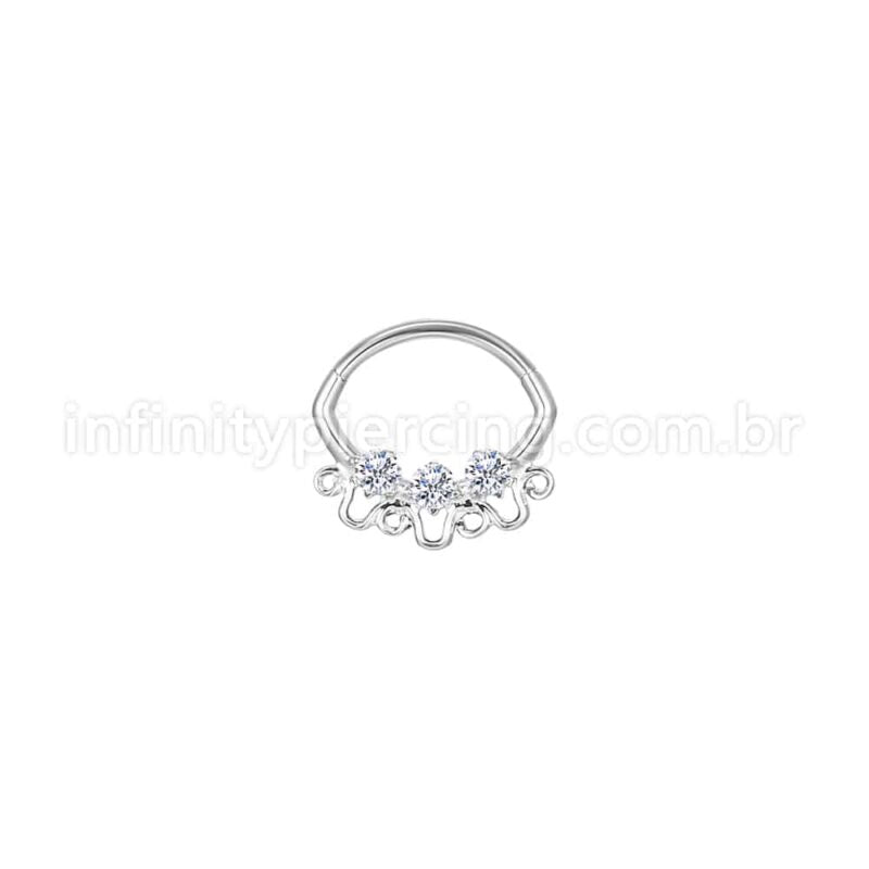 Piercing Argola Aço Cirúrgico Zircônia Cravejada