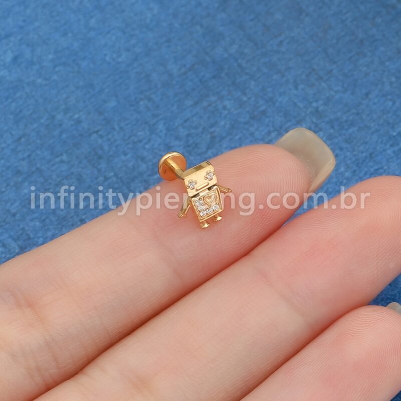 Piercing Labret Aço Cirúrgico Robô