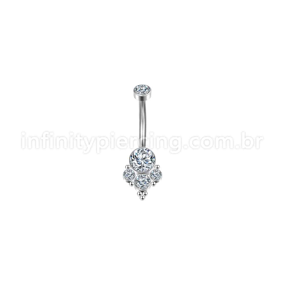 Piercing Banana Aço Cirúrgico Indiano Zircônia