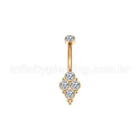 Piercing Banana Aço Cirúrgico Indiano 4 Zircônias Cravada