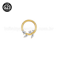 Piercing Argola Titânio Folha Zircônia Cravejada