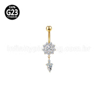 Piercing Banana Titânio Flor Zircônia Com Pingente