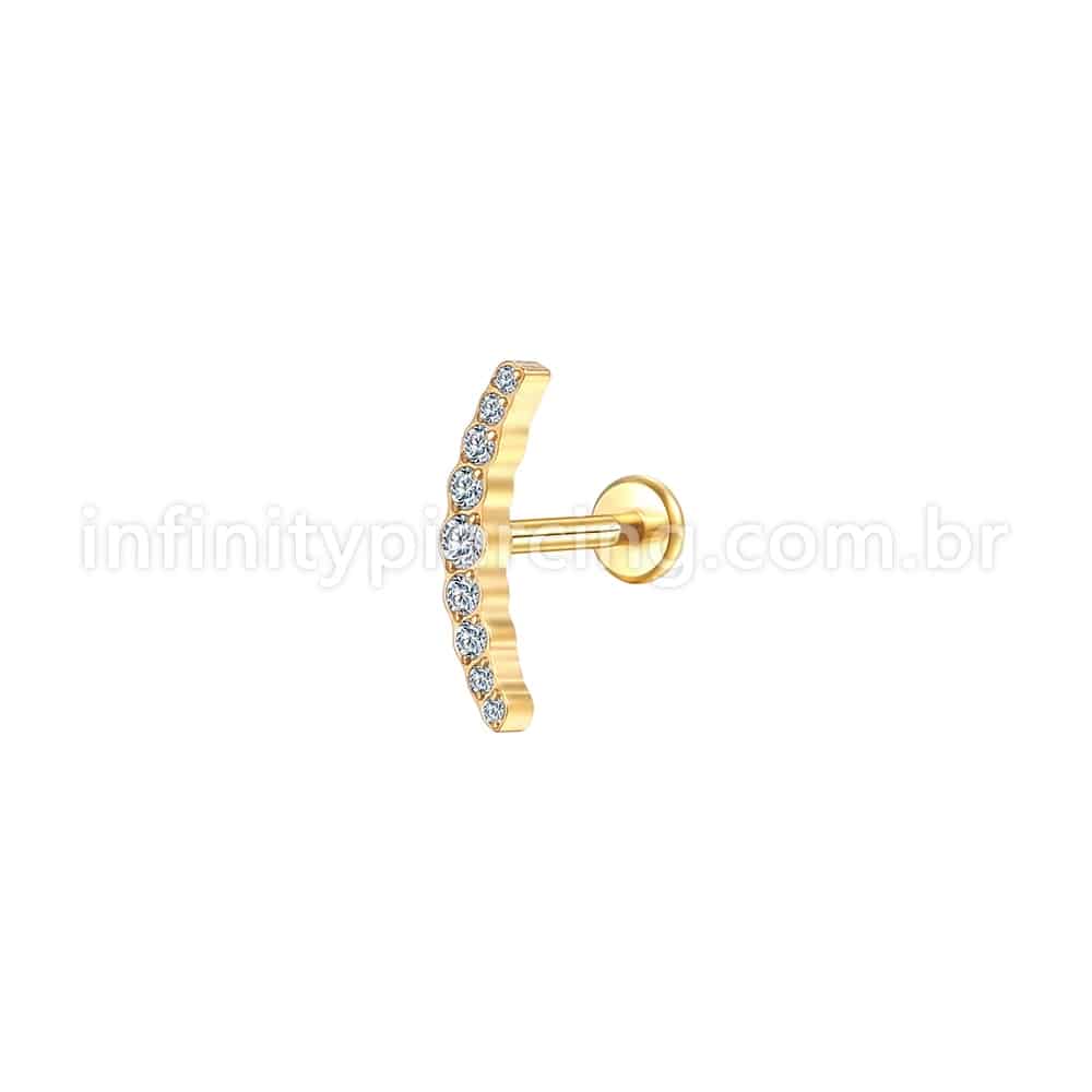 Piercing Labret Aço Cirúrgico Cluster Zircônia
