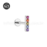 Piercing Labret Titânio Barra Zircônia Colorida