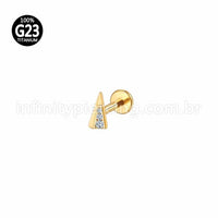 Piercing Labret Titânio Triangulo Zircônia
