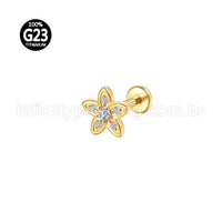 Piercing Labret Titânio Flor Zircônia