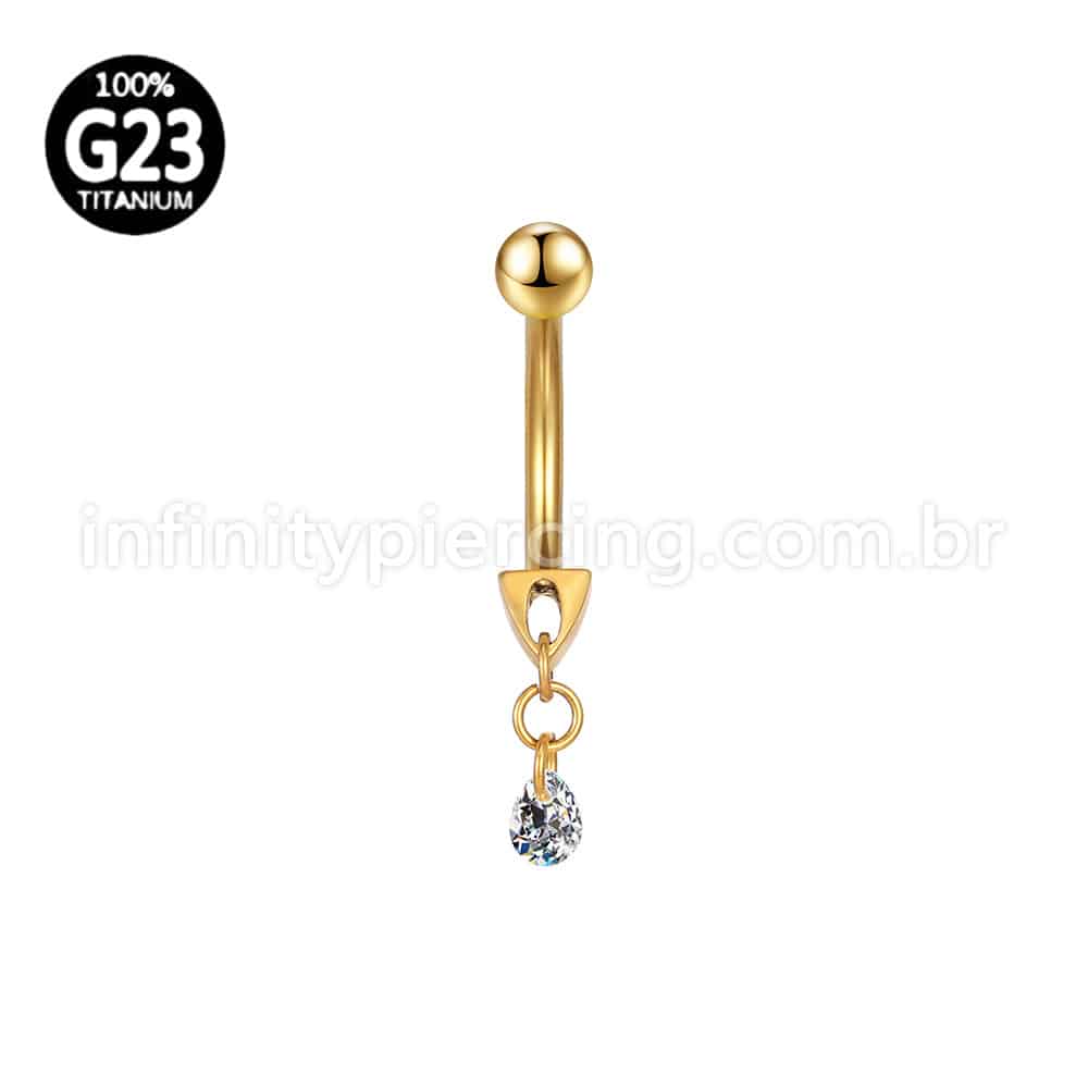 Piercing Banana Titânio Com Pingente Zircônia