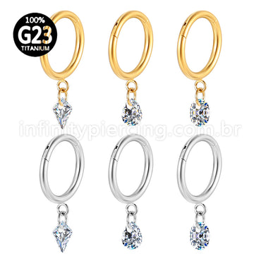 Piercing Argola Lisa Titânio Com Pingente