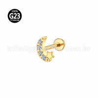 Piercing Labret  Lua/Estrela Zircônia