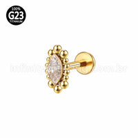 Piercing Labret Titânio Oval Indiano Zircônia