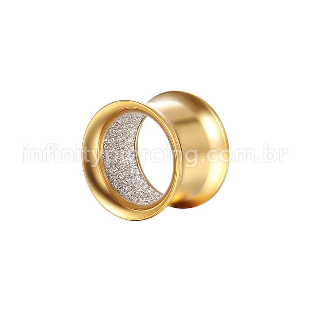 Alargador Aço Cirúrgico Gold Liso Brilho Interno