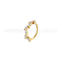 Piercing Argola Aço Cirúrgico Segmento Articulado Losango Zircônias Cravejadas