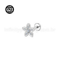 Piercing Labret Titânio Flor Zircônia