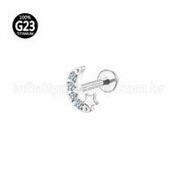 Piercing Labret  Lua/Estrela Zircônia