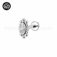 Piercing Labret Titânio Oval Indiano Zircônia