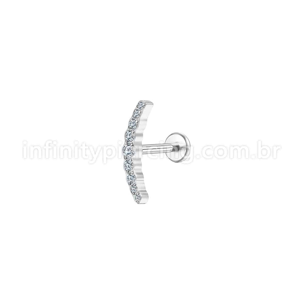 Piercing Labret Aço Cirúrgico Cluster Zircônia