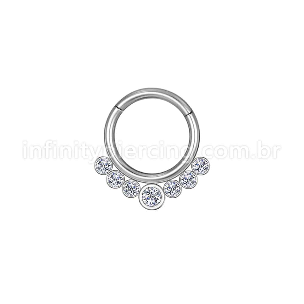 Piercing Argola Aço Cirúrgico Segmento Articulado 7 Zircônia
