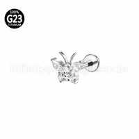 Piercing Labret Titânio Borboleta Zircônia