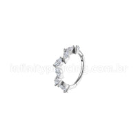 Piercing Argola Aço Cirúrgico Segmento Articulado Losango Zircônias Cravejadas