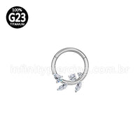 Piercing Argola Titânio Folha Zircônia Cravejada