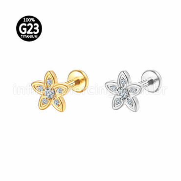 Piercing Labret Titânio Flor Zircônia