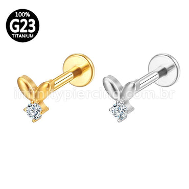 Piercing Labret Titânio Folhinhas Zircônia Cravejada