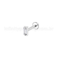 Piercing Labret Aço Cirúrgico Retângulo Zircônia