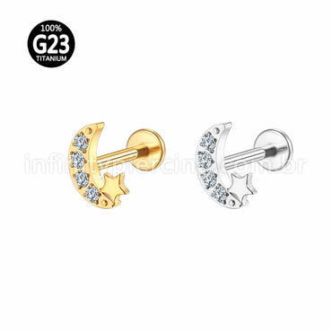 Piercing Labret  Lua/Estrela Zircônia