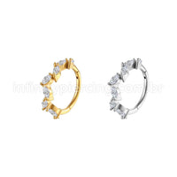 Piercing Argola Aço Cirúrgico Segmento Articulado Losango Zircônias Cravejadas