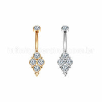 Piercing Banana Aço Cirúrgico Indiano 4 Zircônias Cravada