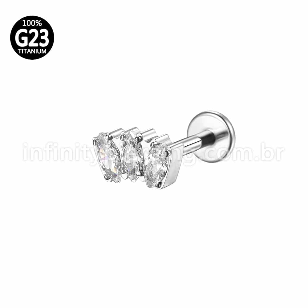 Piercing Labret Rosca Interna Titânio Zircônia