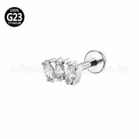 Piercing Labret Rosca Interna Titânio Zircônia