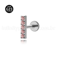 Piercing Labret Titânio Rosca Interna Barra Zircônia Grande