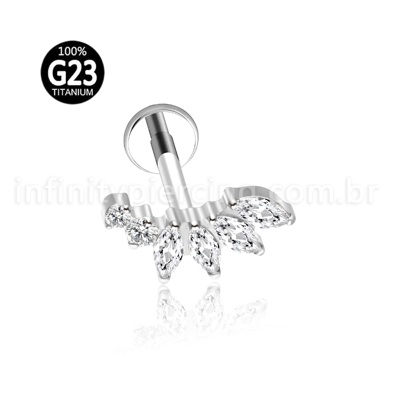 Piercing Labret Titânio Cluster Zircônia