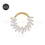 Piercing Argola Titânio Segmento Articulado Zircônia Cravejada