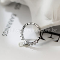 Piercing Argola Aço Cirúrgico Coração Zircônias Cravejada