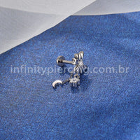 Piercing Labret Titânio Laço Com Pingente