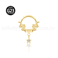 Piercing Argola Titânio Detalhada Com Pingente Estrela