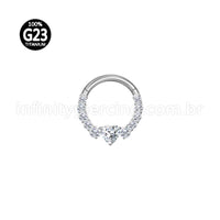 Piercing Argola Titânio Zircônia Coração Cravejada