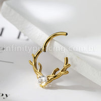 Piercing Argola Titânio Chifre De Alce Zircônia Cravejada