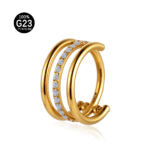 Piercing Argola Titânio Segmento Articulado 1 Fileira Zircônia / 2 Fileiras Lisas
